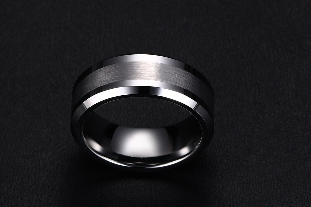 メンズ タングステン カーバイド 結婚式 婚約 スクラッチ耐性 8 mm バンド リング